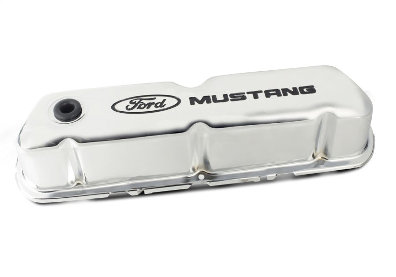 Ford Racing 302-100 Racing Ford fits Mustang Logo Stamped Steel Chrome Valve Covers