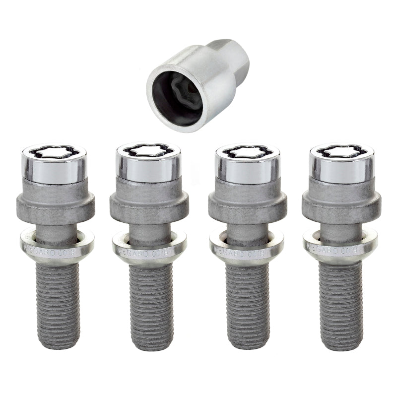 McGard 28032 Wheel Lock Bolt Set - 4pk. (Radius Seat) M14X1.5 / 19mm Hex / 35.4mm Shank Length - Chrome