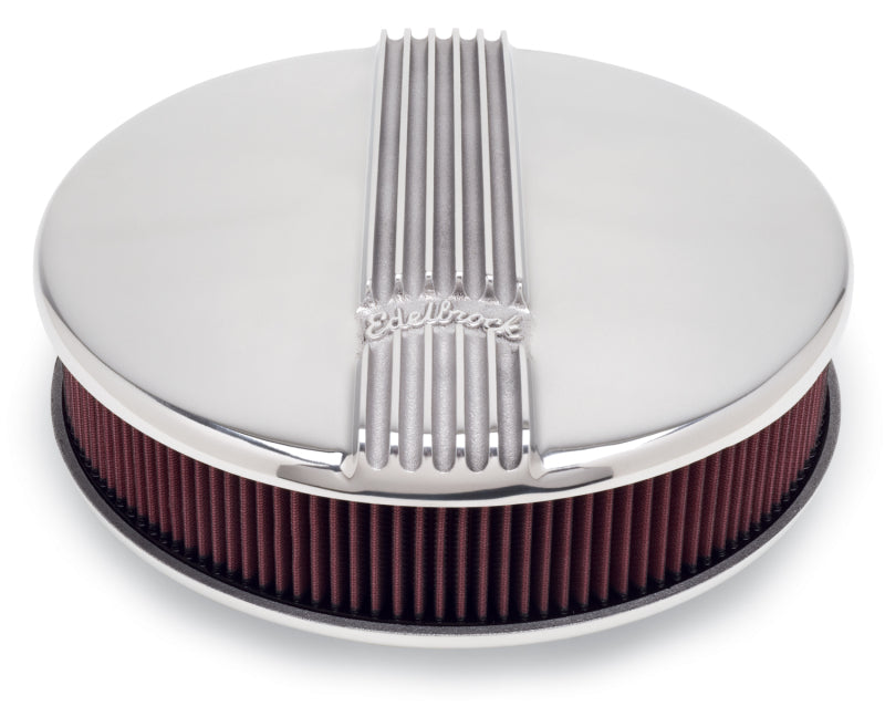Edelbrock 4117 Air Cleaner Classic Series Round Aluminum Top Cloth Element 14In Dia X 3 9In Polished