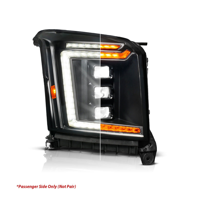 ANZO 111635X-R 15-20 fits GMC Yukon (Incl XL - Factory Halogen Models) Full LED Proj Headlights Black - Pass. Side