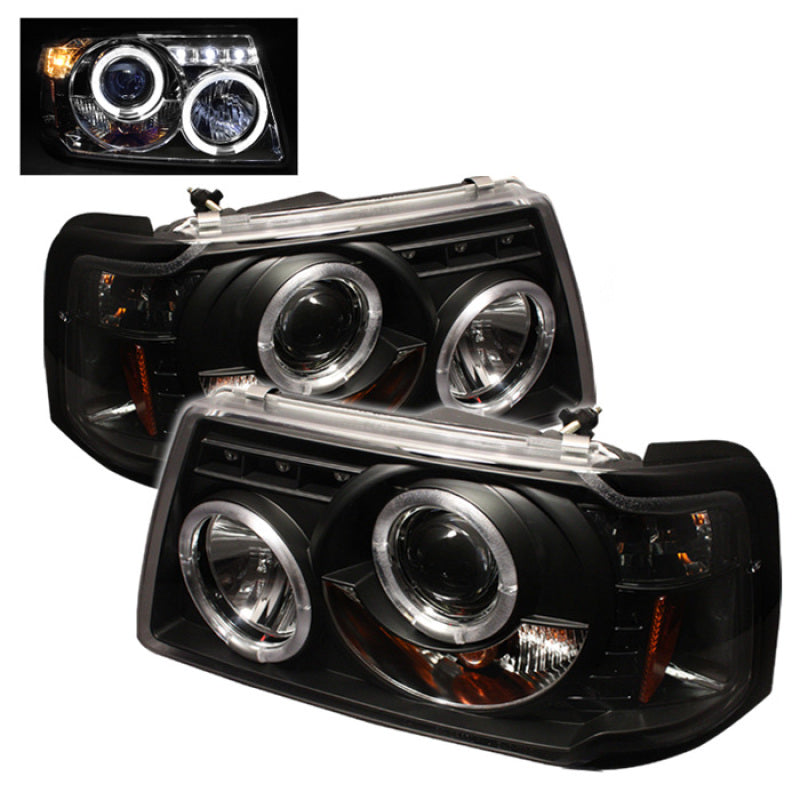 Spyder 5010490 fits Ford 01-11 Ranger 1PC Projector Headlights LED Halo LED Blk