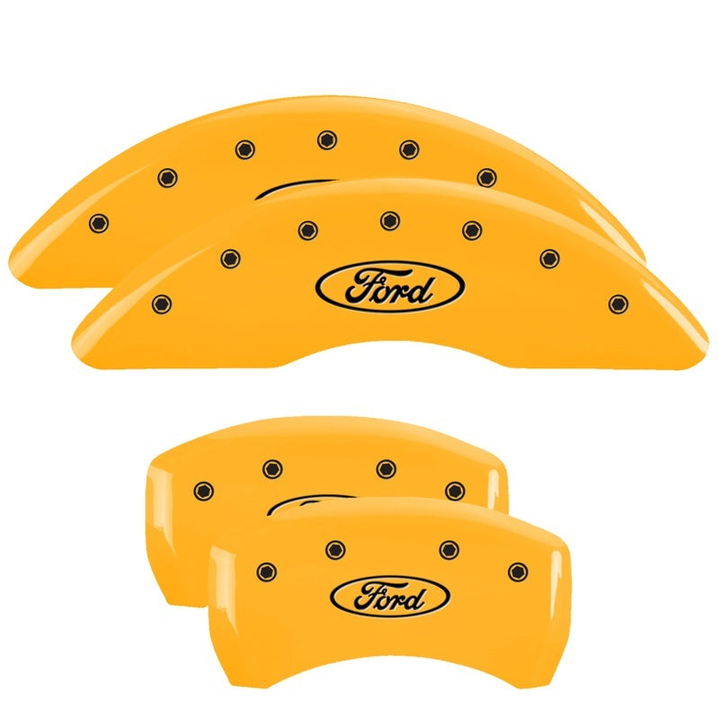 MGP 10261SFRDYL 4 Caliper Covers Engraved Front & Rear 24-25 fits Ford Mustang E