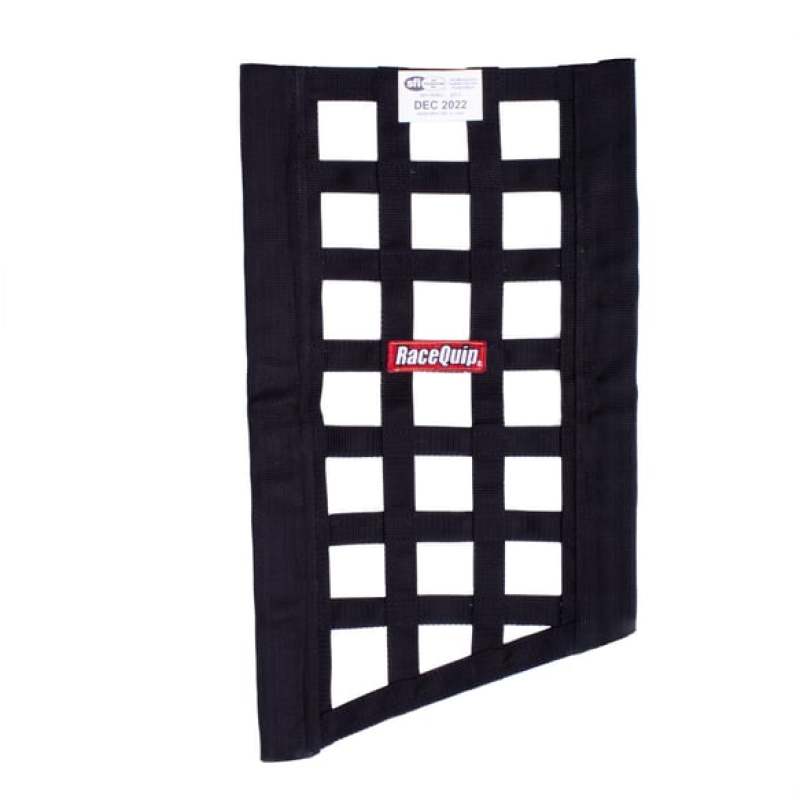 Racequip 829535 SFI 27.1 Rated Ribbon Style Funny Car Window Net / Black 22 to 18 H X 12 W