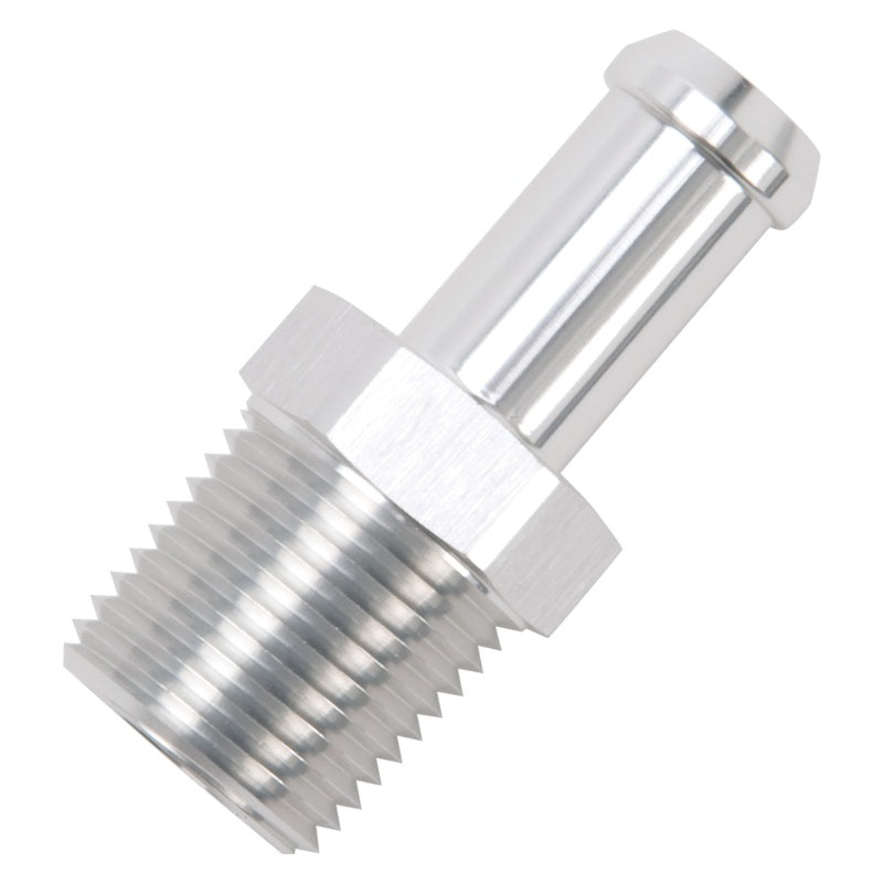 Edelbrock 8121 Hose End Straight 1/2In NPT to 1/2In Barb Clear Anodize