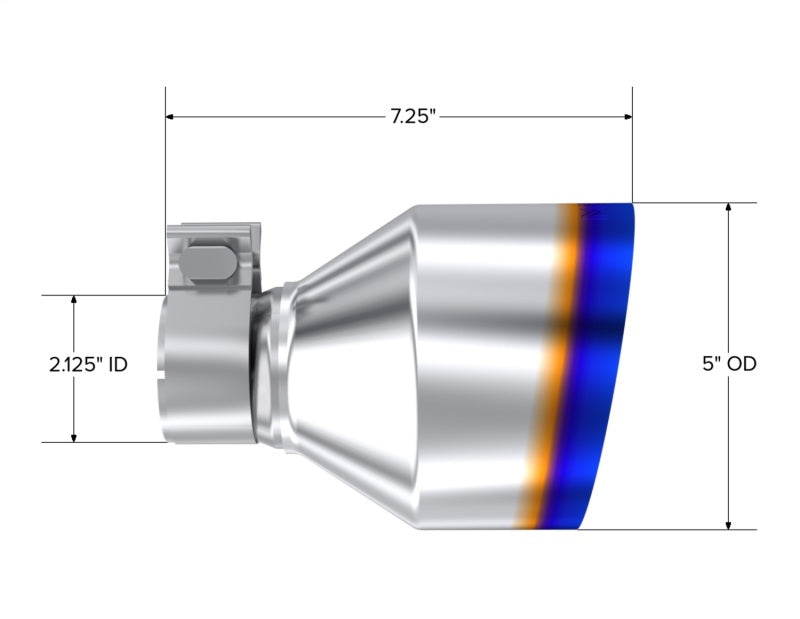 MBRP T5202BE T304 SS Burnt End Tip 2.125inID, 5inOD Out, 7.25in Length, Pair 17-25 BRZ / GR86