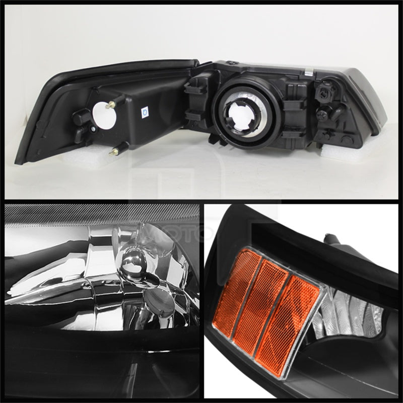 5064349 Xtune fits Ford 99-04 MUStang OEM Amber Headlights Black HD-JH-FM99-AM