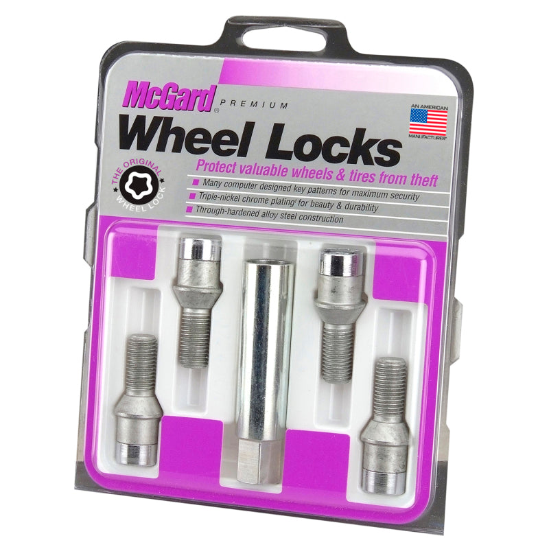 McGard 27201 Wheel Lock Bolt Set - 4pk. (Tuner / Cone Seat) M14X1.5 / 17mm Hex / 28.6mm Shank L. - Chrome