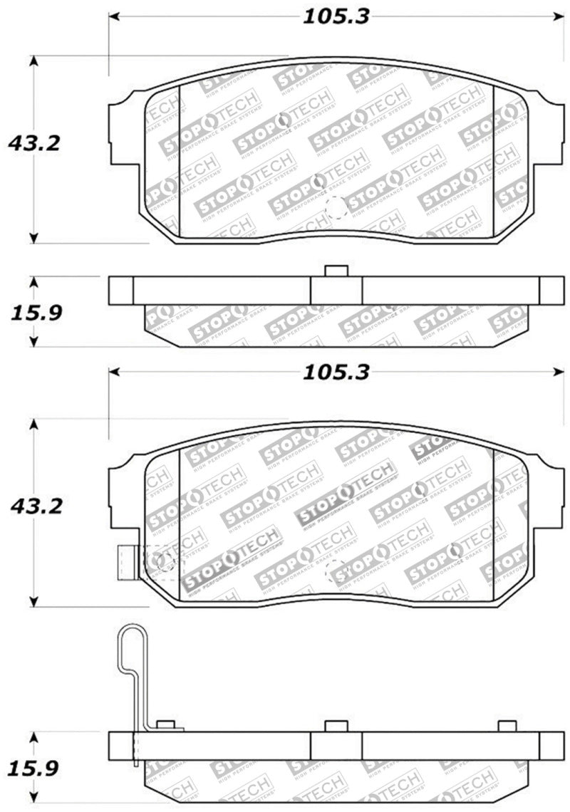 Stoptech 308.09 Street Touring 11/00-02 Infiniti G20/10/00-04 I30/I35 Rear Brake Pads