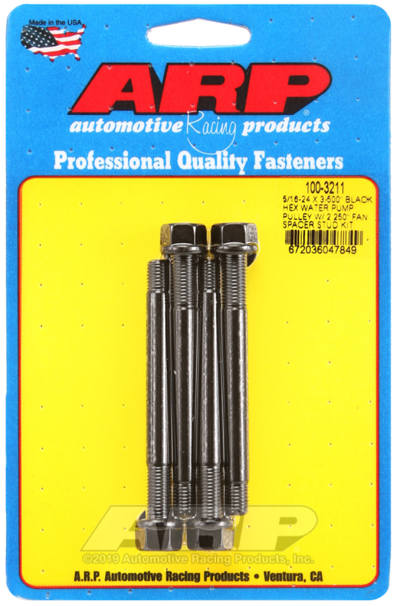 ARP 100-3211 5/16-24 X 3.500 Black Hex Water Pump Pulley w/ 2.250in Fan Spacer