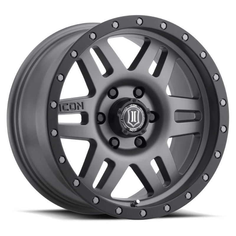 ICON 1417858357TT Six Speed 17x8.5 6x5.5 25mm Offset 5.75in BS 108.1mm Bore Titanium Wheel