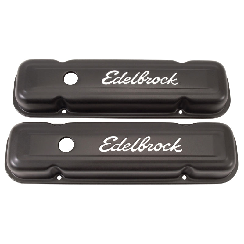 Edelbrock 4453 Valve Cover Signature Series fits Pontiac 1962-1979 301-455 CI V8 Low Black