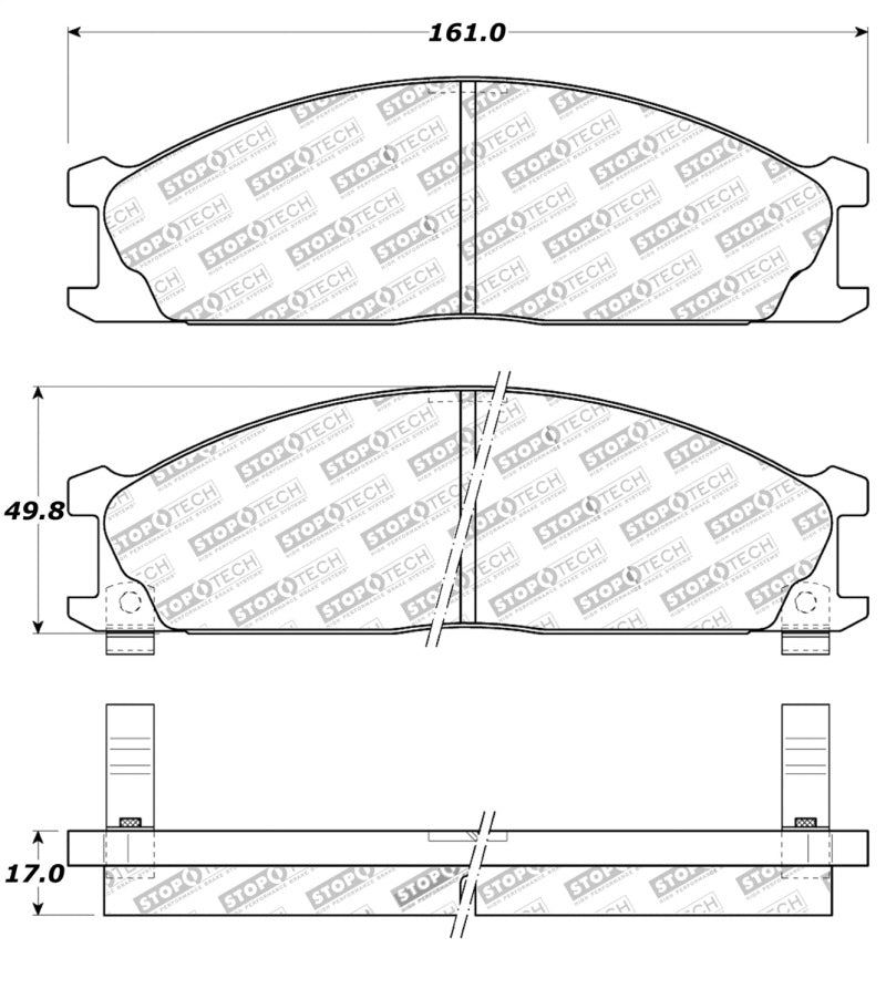 Stoptech 308.0333 Street Touring 85-91 Nissan D21/720/Pathfinder Front Brake Pads