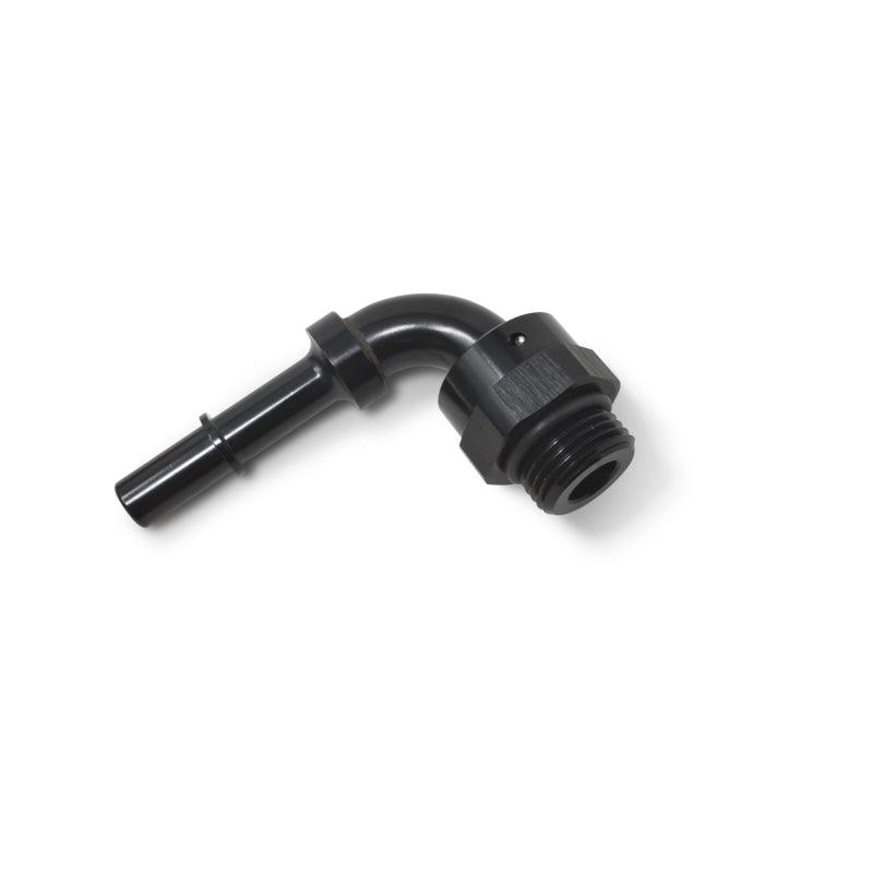 Russell 644063 Performance Adpt Fitting 3/8in SAE Qck Dis Male to #8 SAE Port Male Swvl End 90 Deg Blk Anod