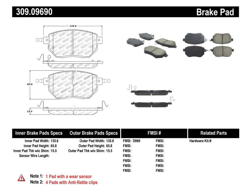 Stoptech 309.0969 Performance 03-11/05 Infiniti / 05-06 Nissan Front Brake Pads