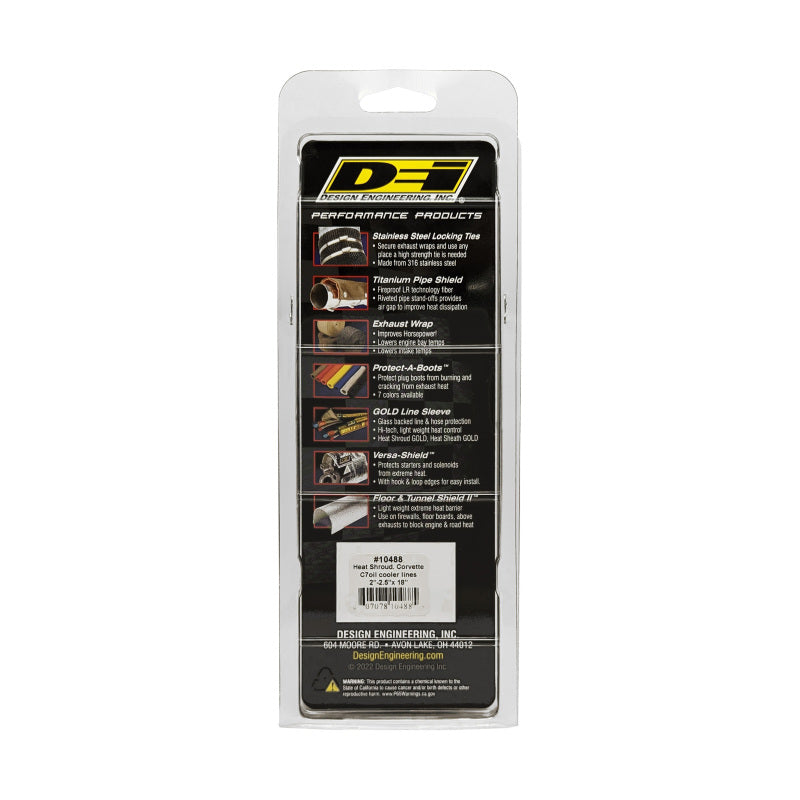 DEI 10488 Corvette C7 Oil Cooler Line Sleeves 2in - 2-1/2in x 18in Heat Shroud