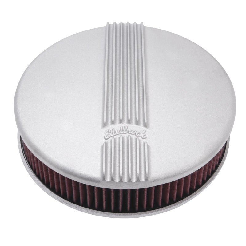 Edelbrock 41179 Air Cleaner Classic Series Round Aluminum Top Cloth Element 14In Dia X 3 9In Satin