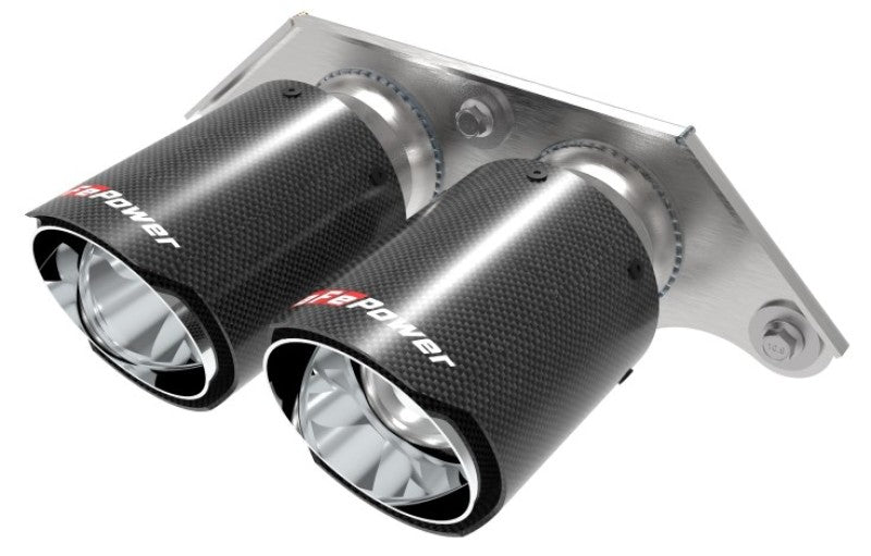 AFE 49C36435-C Mach Force Xp 4in 304 SS Bolt-On Exhaust Tips Carbon Fiber 14-19