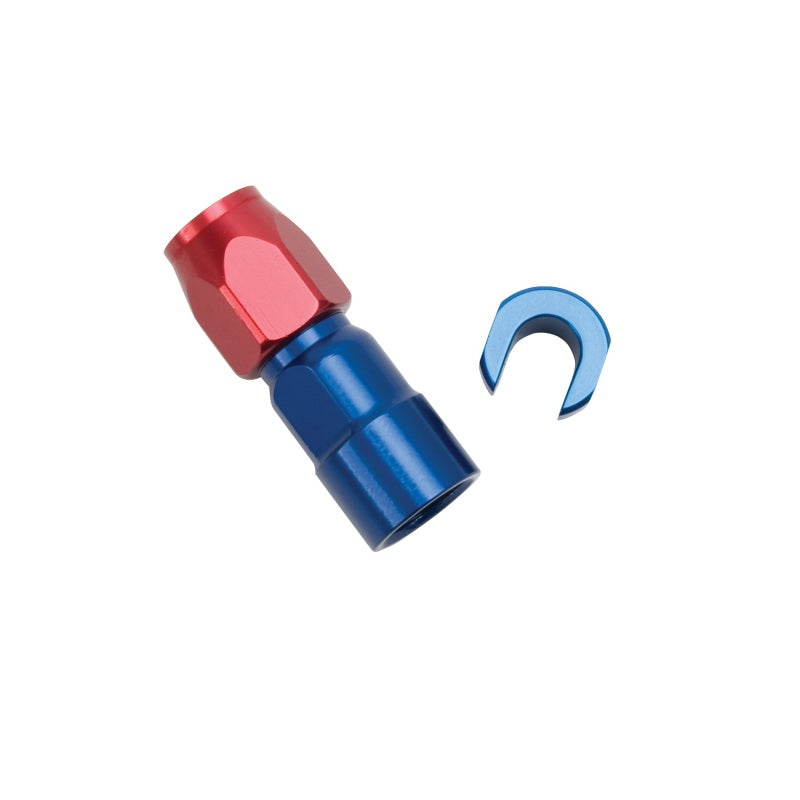 Russell 611250 Performance 5/16in SAE Quick Disc Female to -6 Hose Red/Blue Straight Degree Hose End
