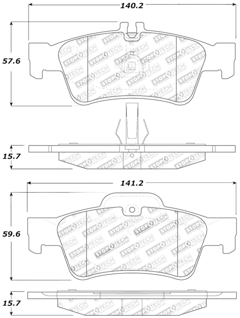 StopTech 308.0986 Street Touring Mercedes Benz Rear Brake Pads