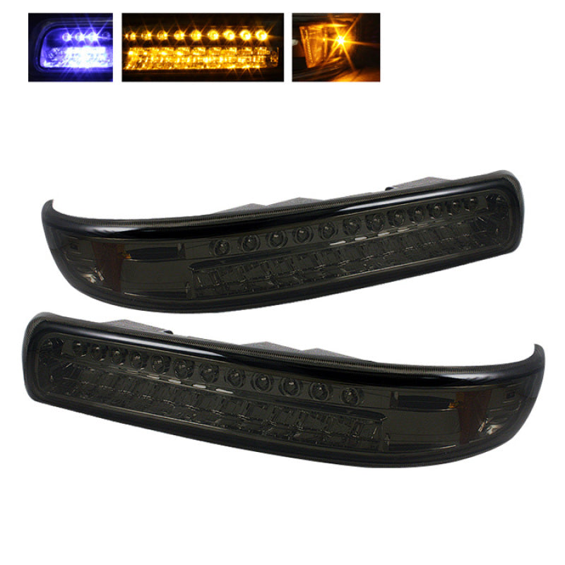 5014580 Xtune fits Chevy 99-02 Silverado LED Amber Bumper Lights Smoke CBL-CS9