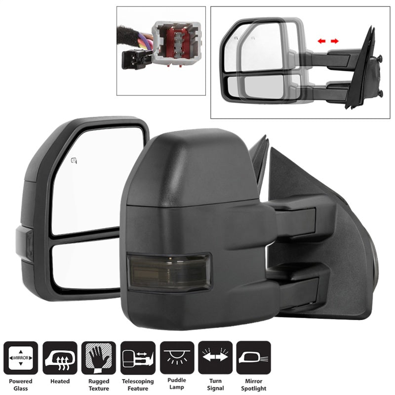 xTune 9943065 15-17 fits Ford F-150 Heated LED Telescoping Pwr Mirrors - Smk (P