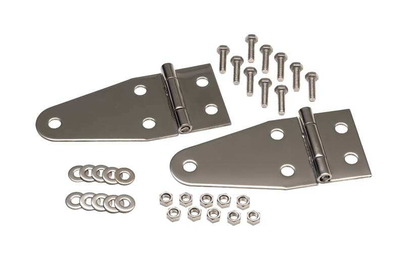 Kentrol 30402 fits Jeep 55-95 CJ/Wrangler YJ Hood Hinge Pair - Polished Silver