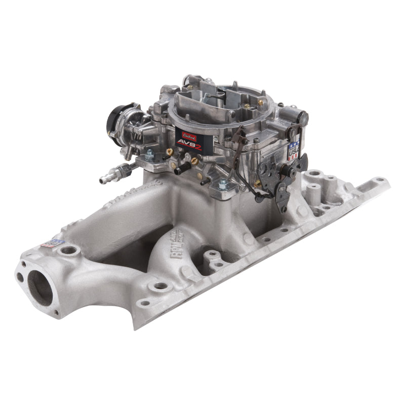 Edelbrock 2033 Manifold And Carb Kit Performer RPM Air-Gap Small Block fits Ford 289-302 Natural Finish