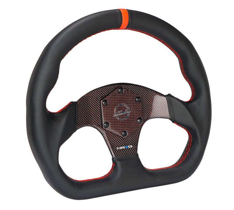 NRG RST-024CF RST-024CF/RD Carbon Fiber Flat Bottom Steering Wheel Red CF