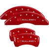 MGP 10201SSLNYL 4 Caliper Covers Engraved Front & Rear 15-23 fits Ford Mustang Yellow Finish Black Saleen Logo