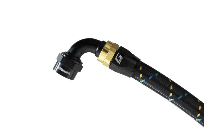 GReddy 12800690 AN06 90 DEGREE HOSE END SWIVEL BLACK/GOLD ANODIZED