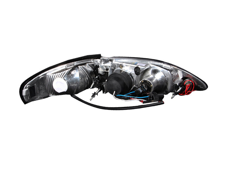 ANZO 121038 1998 fits Ford 94-19 Mustang Projector Headlights w/ Halo Black 1pc