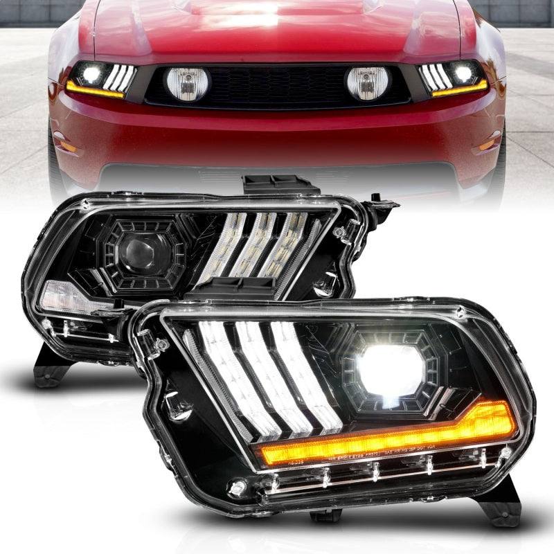 ANZO 121577 fits Ford 10-14 Mustang LED Projector Headlights w/Sequential Light Tube (NON HID Compatible)