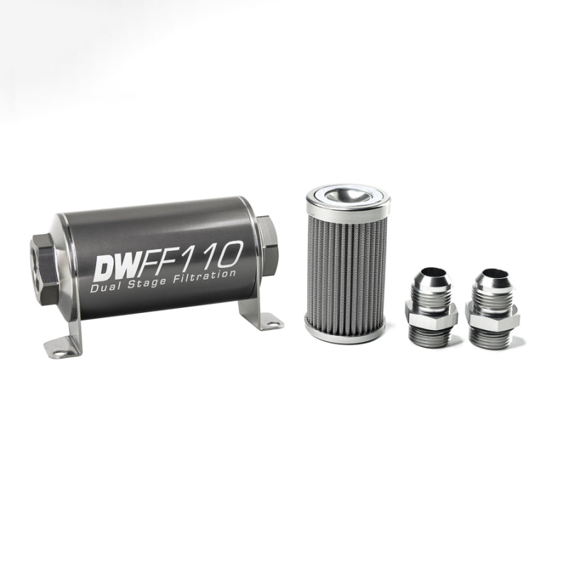 DeatschWerks 8-03-110-100K-10 Stainless Steel 10AN 100 Micron Universal Inline Fuel Filter Housing Kit (110mm)