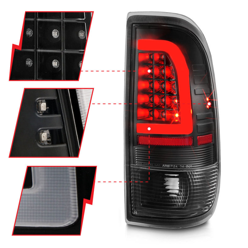 ANZO 311377 1903 fits Ford 97-20 F-150 LED Tail Lights w/ Light Bar Black Housing Clear Lens