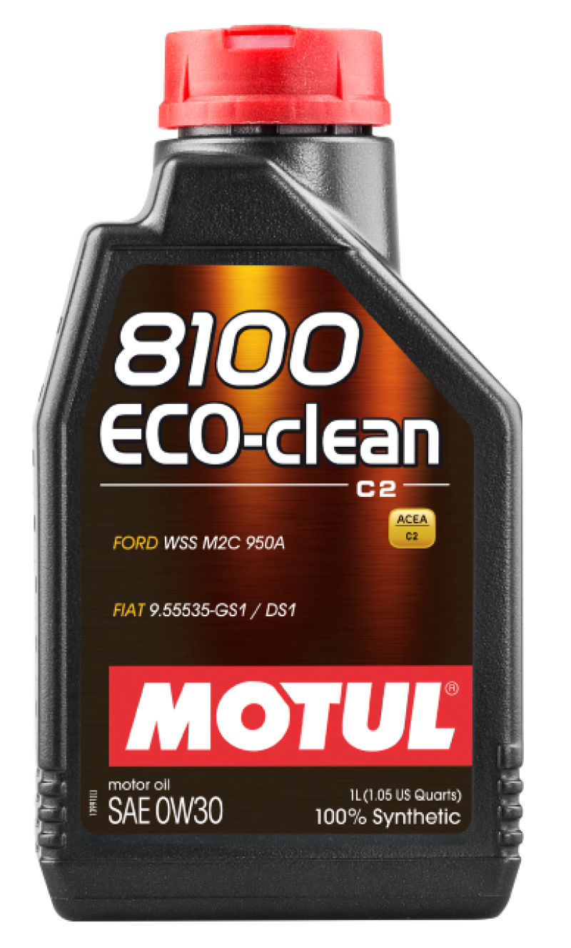 Motul 102888 1L Synthetic Engine Oil 8100 Eco-Clean 0W30 12X1L - C2/API SM/ST.JLR 03.5007 - 1L