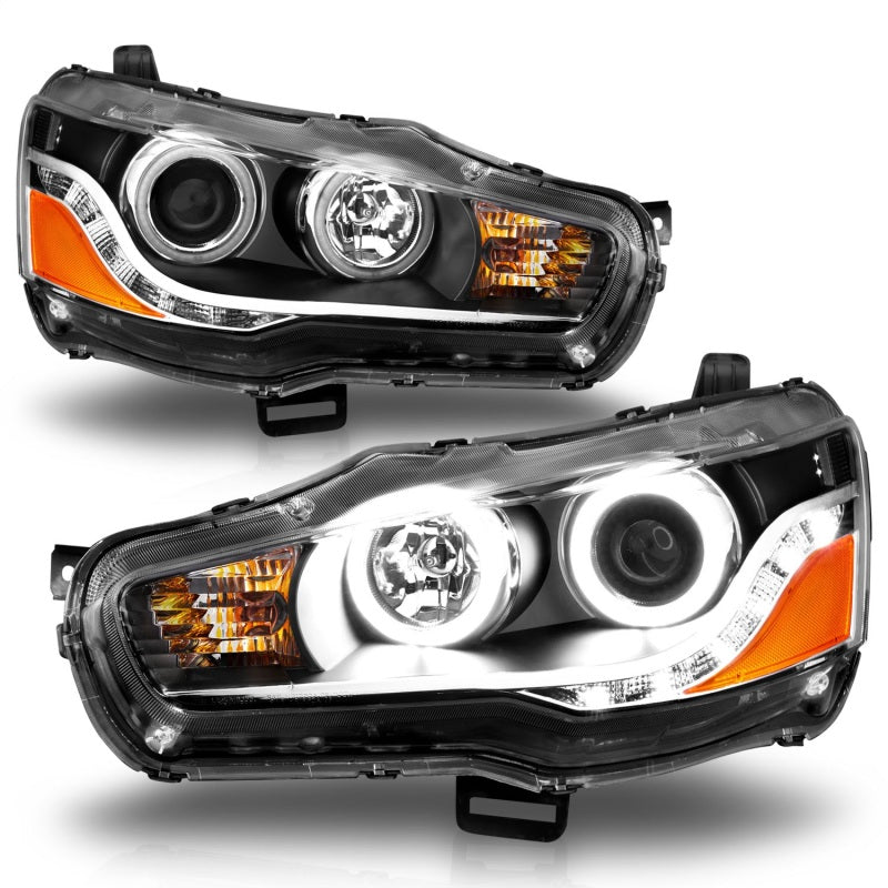 ANZO 121428 2015 fits Mitsubishi 08-20 Lancer Projector Headlights w/ Halo Black (CCFL)