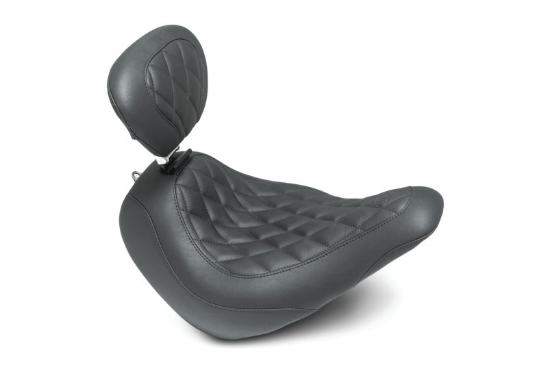 Mustang 83043 Harley Low Rider, Sport Glide Wide Tripper Solo Seat w/DBR Diamond Stitch - Black