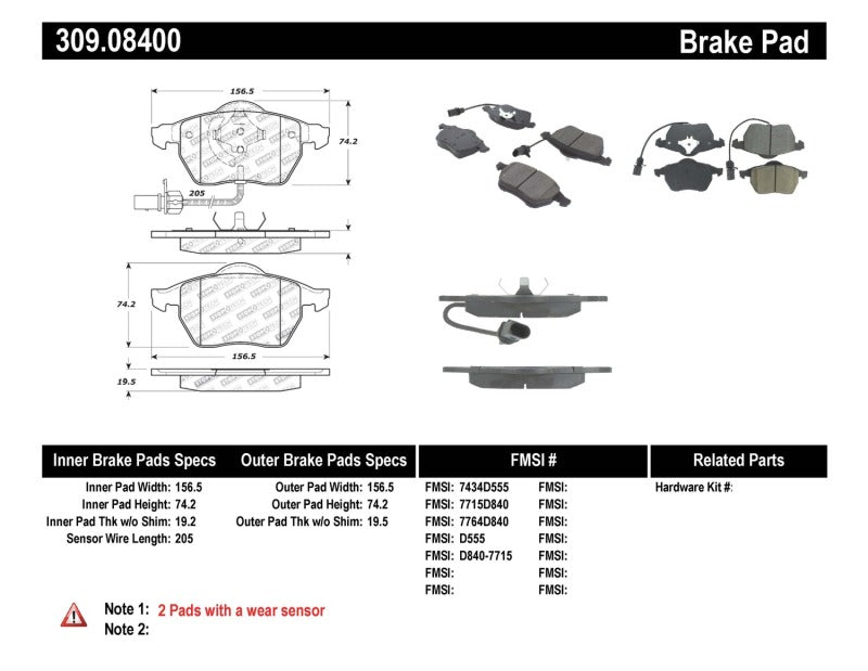 Stoptech 309.084 Performance Brake Pads