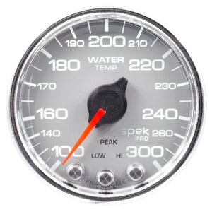 AutoMeter P34621 Autometer Spek-Pro Gauge Water Temp 2 1/16in 300f Stepper Motor W/Peak & Warn Slvr/Chrm