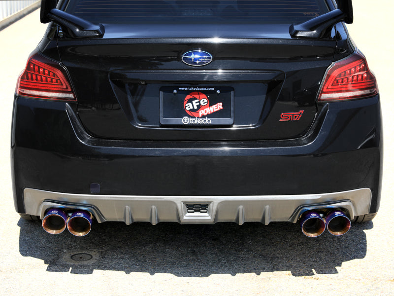 aFe 49-36810-L fits Subaru WRX/STi 15-21 H4-2.0/2.5L Takeda 3in to 2-1/2in Stnlss Cat-Back Exhaust w/ Blue Flame Tip