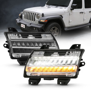 ANZO 511083 18-19 fits Jeep Wrangler JL Halogen Chrome Clear w/ Sequential Signal