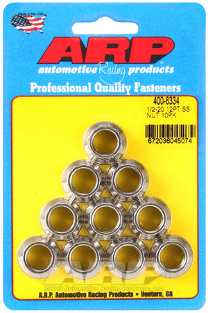 ARP 400-8334 1/2in x 20 SS 12pt Nut Kit (10/pkg)