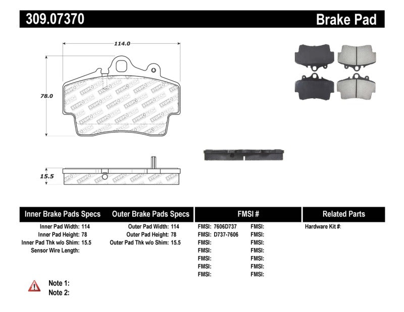 Stoptech 309.0737 Performance Brake Pads