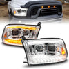 ANZO 111612 fits Dodge 09-18 Ram 1500/2500/3500 Proj HL Headlights Switchback + Sequential - Chrome Amber