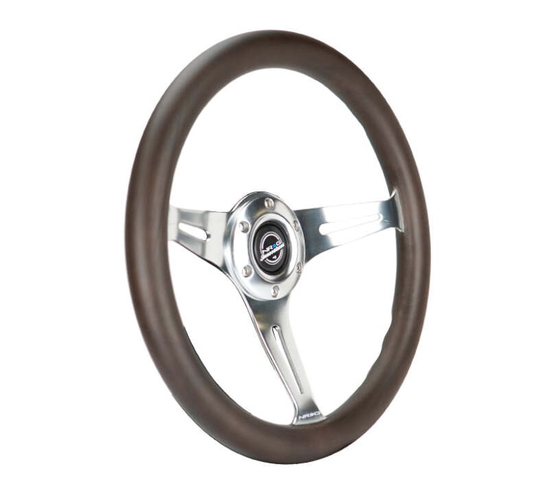 NRG ST-015SL-OAK ST-015SL-OAK Classic Wood Grain Wheel - 350mm 3 Chrome Silver