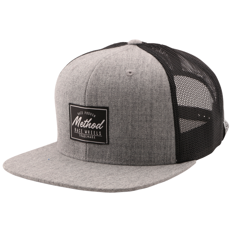 Method AP-H0014 Race Proven Trucker Hat Snapback Heather Grey - Black