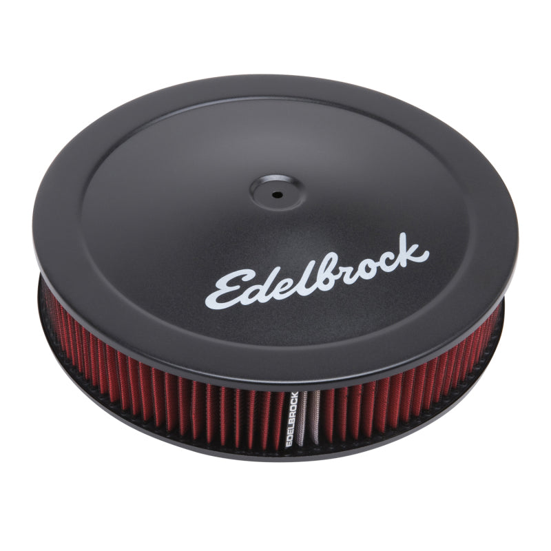Edelbrock 1225 Air Cleaner Pro-Flo Series Round 14 In Diameter Cloth Element 3/8Indropped Base Black