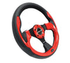 NRG RST-001RD Reinforced Steering Wheel (320mm) Blk w/Red Trim & 5mm 3-Spoke