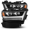 AlphaRex 880545 fits Dodge 19-20 Ram 1500 LUXX LED Proj Headlights Plank Jet Blk w/Activ Light/Seq Signal/DRL