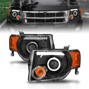 ANZO 111355 2008-2012 fits Ford Escape Projector Headlights w/ Halo Black